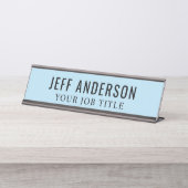 Moderner Sky Blue Office Mitarbeiter Schreibtischnamensplakette (Vorderseite )