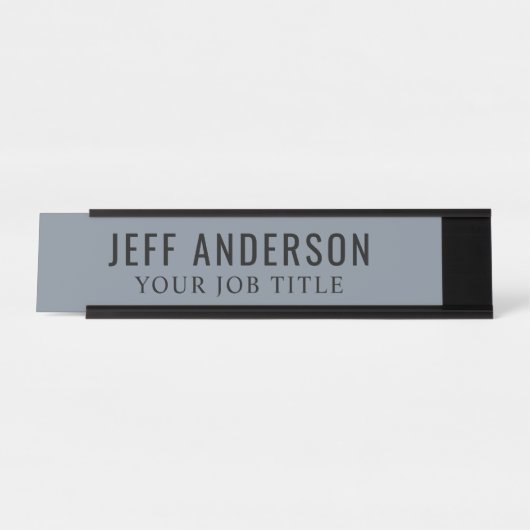 Moderner Slate Blue Gray Office Mitarbeiter Schreibtischnamensplakette (Vorderseite )