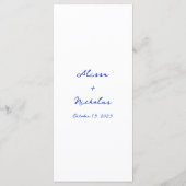 Moderner Sleek Bright Blue Handwriting Schriftart  Menükarte (Rückseite)