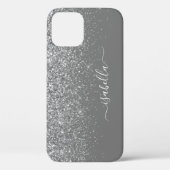 Moderner Sliver Glitzer Eleganter Skriptname Case-Mate iPhone Hülle (Rückseite)