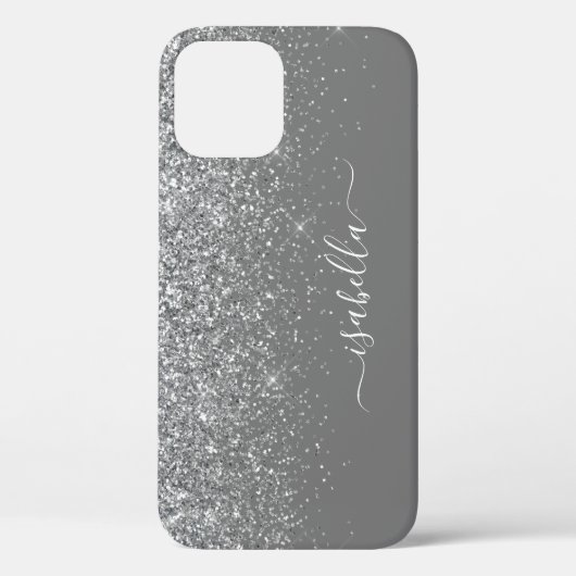 Moderner Sliver Glitzer Eleganter Skriptname Case-Mate iPhone Hülle (Rückseite)
