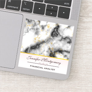 Moderner Smoky-Graumarmor mit Goldband Aufkleber