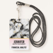 Moderner Smoky-Graumarmor mit Goldband Ausweis (Rückseite mit Schlüsselband)