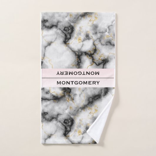 Moderner Smoky-Graumarmor mit Goldband Badhandtuch Set (Handtuch)