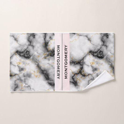 Moderner Smoky-Graumarmor mit Goldband Badhandtuch Set (Handtuch)