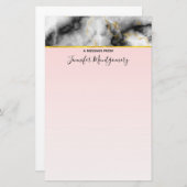 Moderner Smoky-Graumarmor mit Goldband Briefpapier (Vorne/Hinten)