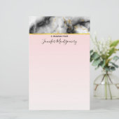 Moderner Smoky-Graumarmor mit Goldband Briefpapier (Stehend Vorderseite)