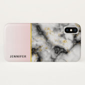 Moderner Smoky-Graumarmor mit Goldband Case-Mate iPhone Hülle (Rückseite (Horizontal))