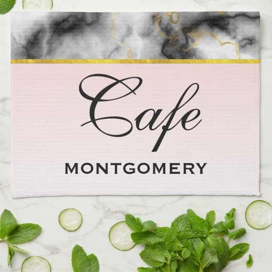 Moderner Smoky-Graumarmor mit Goldband Geschirrtuch (Gefaltet)