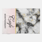 Moderner Smoky-Graumarmor mit Goldband Geschirrtuch (Horizontal)