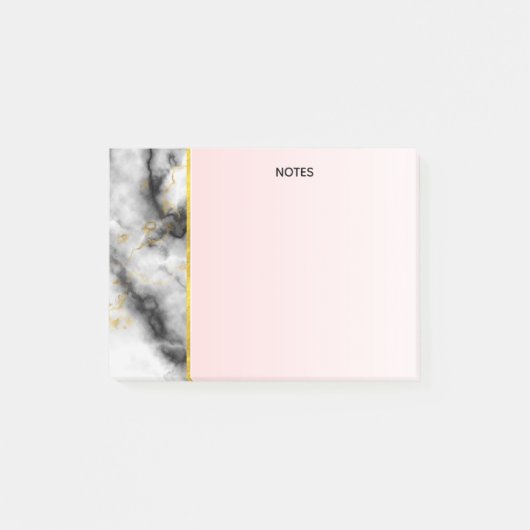 Moderner Smoky-Graumarmor mit Goldband Post-it Klebezettel (Vorderseite)