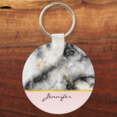 Moderner Smoky-Graumarmor mit Goldband Schlüsselanhänger (Vorderseite)