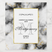 Moderner Smoky-Graumarmor mit Goldband Weinetikett (Einzelnes Label)