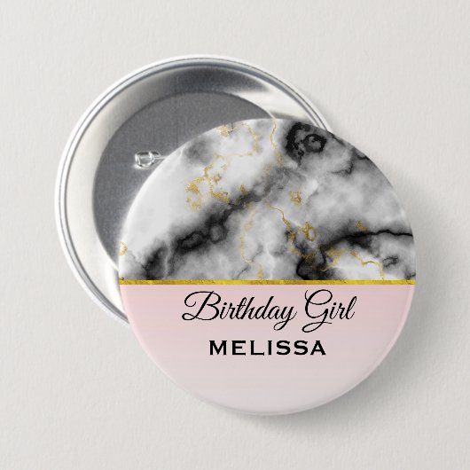 Moderner Smoky-Graumarmor mit goldenem Ribbon zum Button (Vorne & Hinten)