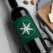Moderner Snowflake Grüner Urlaub Weinetikett