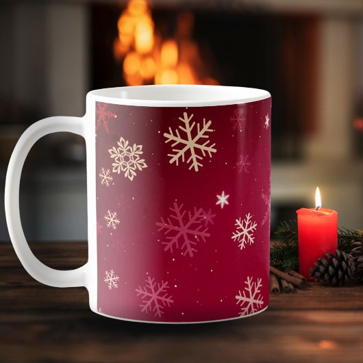 Moderner Snowflake Rotes Muster Weihnachtsfeiertag Kaffeetasse