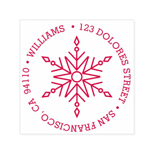 Moderner Snowflake-Rundurlaub | RÜCKSENDEADRESSE Permastempel (Design)