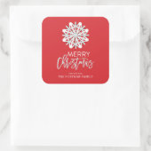 Moderner Snowflake Weihnachtsaufkleber Quadratischer Aufkleber (Tasche)
