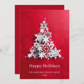 Moderner Snowflake Weihnachtsbaum Firmengrüßen Einladung (Vorne/Hinten)