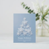 Moderner Snowflake Weihnachtsbaum Firmengrüßen Feiertagspostkarte (Stehend Vorderseite)