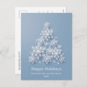 Moderner Snowflake Weihnachtsbaum Firmengrüßen Feiertagspostkarte (Vorne/Hinten)
