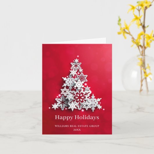 Moderner Snowflake Weihnachtsbaum Firmengrüßen Karte (Gelbe Blume)