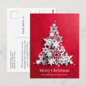 Moderner Snowflake Weihnachtsbaum Firmengrüßen Postkarte (Vorne/Hinten)