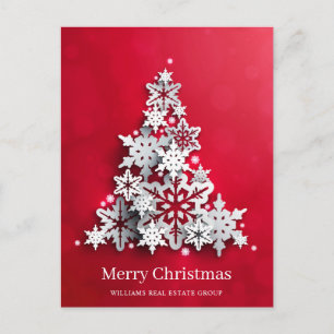 Moderner Snowflake Weihnachtsbaum Firmengrüßen Postkarte