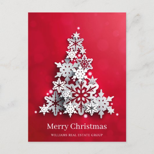 Moderner Snowflake Weihnachtsbaum Firmengrüßen Postkarte (Vorderseite)