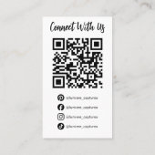 Moderner Social Media Fotograf QR Code Visitenkarte (Rückseite)