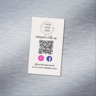 Moderner Social Media QR Code   Minimalistisches P Magnetische Visitenkarte