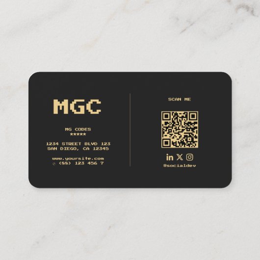 Moderner Software Engineer Binary Monogram Black Visitenkarte (Rückseite)