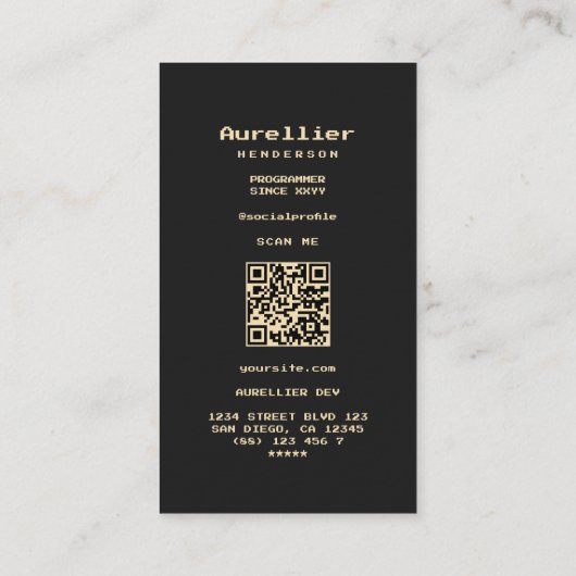 Moderner Software Engineer Developer Black Gold Visitenkarte (Rückseite)