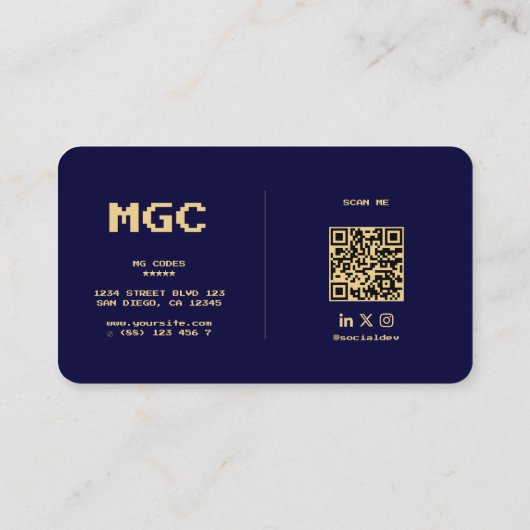 Moderner Software-Entwickler Binary Midnight Blue Visitenkarte (Rückseite)