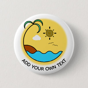 Moderner Sommer Beach Emblem Art Custom Text Button