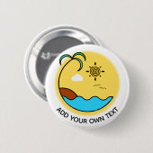 Moderner Sommer Beach Emblem Art Custom Text Button (Vorne & Hinten)