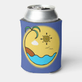 Moderner Sommer Beach Emblem Art Custom Text Dosenkühler (Kanne Rückseite)