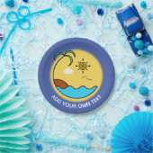 Moderner Sommer Beach Emblem Art Custom Text Pappteller (Party)