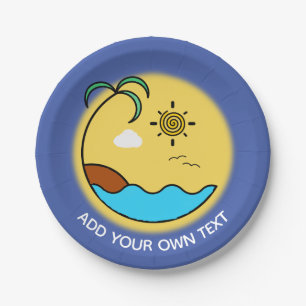 Moderner Sommer Beach Emblem Art Custom Text Pappteller