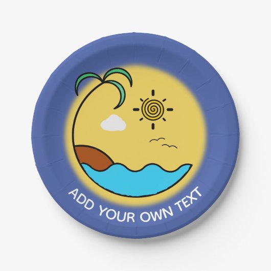 Moderner Sommer Beach Emblem Art Custom Text Pappteller (Vorderseite)