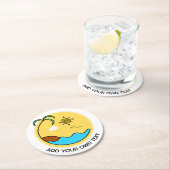 Moderner Sommer Beach Emblem Art Custom Text Runder Pappuntersetzer (Vor Ort)