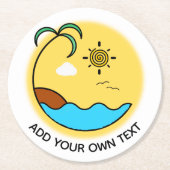 Moderner Sommer Beach Emblem Art Custom Text Runder Pappuntersetzer (Vorderseite)