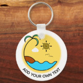 Moderner Sommer Beach Emblem Art Custom Text Schlüsselanhänger (Vorderseite)