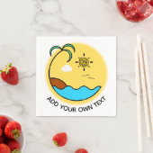 Moderner Sommer Beach Emblem Art Custom Text Serviette (Beispiel)