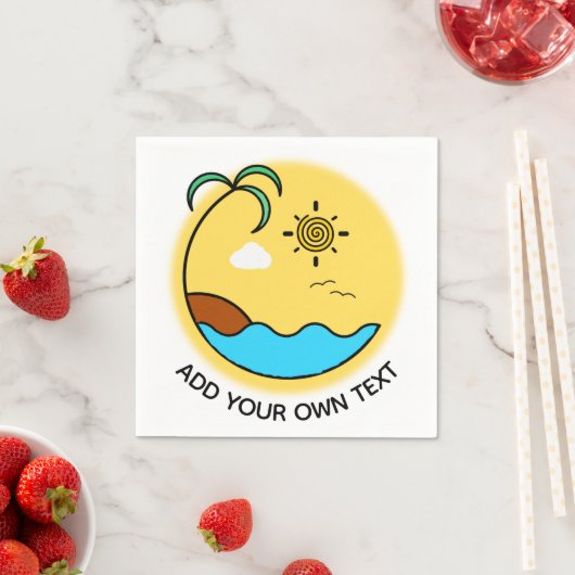 Moderner Sommer Beach Emblem Art Custom Text Serviette (Beispiel)