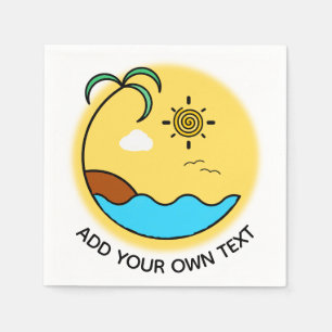 Moderner Sommer Beach Emblem Art Custom Text Serviette