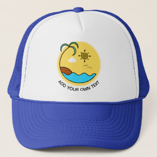 Moderner Sommer Beach Emblem Art Custom Text Truckerkappe