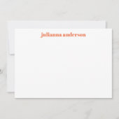 Moderner Sommer Orange Streifen Personalisierter N Mitteilungskarte (Vorderseite)