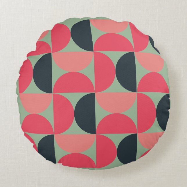 Moderner Sommersonnensaal Mitte des Jahrhunderts Rundes Kissen (Vorderseite)