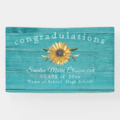 Moderner Sonnenblumen-Abschluss Rustikale aquamari Banner (Horizontal)